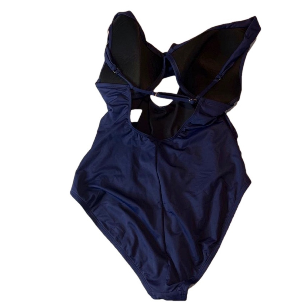 La Blanca Standard Island Goddess Cross Front Keyhole Swimsuit, Size 12 - Picture 2 of 11